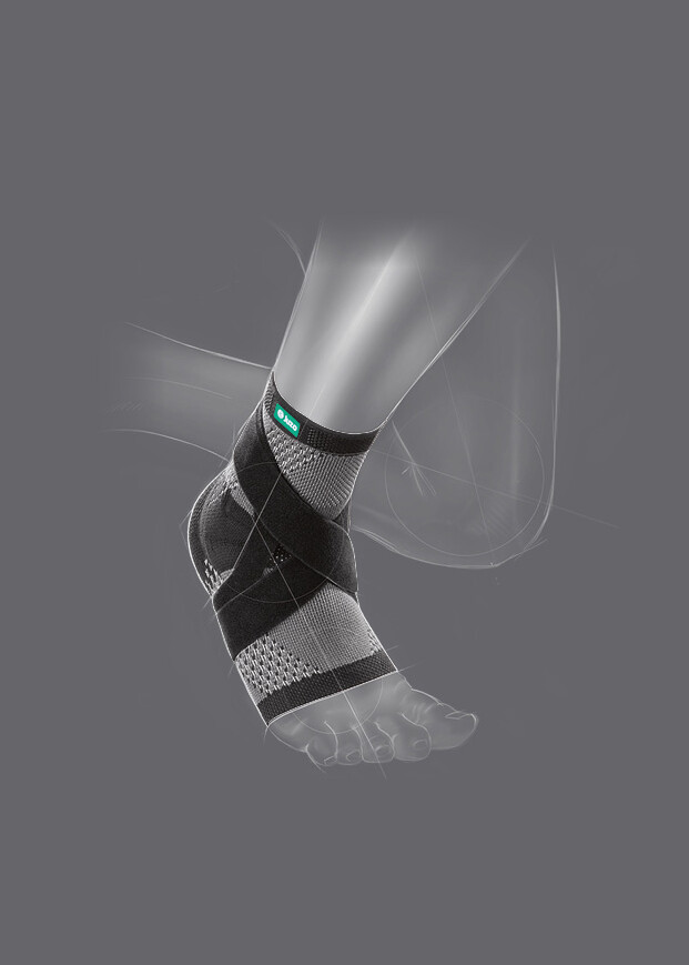 Zeichnung der JuzoFlex Malleo Xtra Strong Sprunggelenkbandage